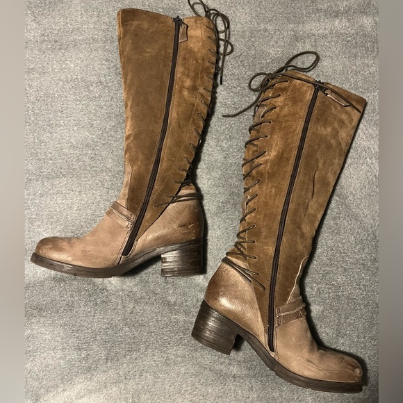 Miz Mooz Brown Lace Up Knee-High Boots - Picture 8 of 14